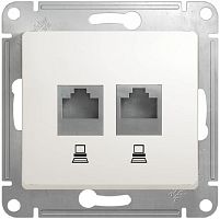Розетка компьютерная без рамки Systeme Electric Glossa 2-м. RJ45+RJ45 5e белый картинка